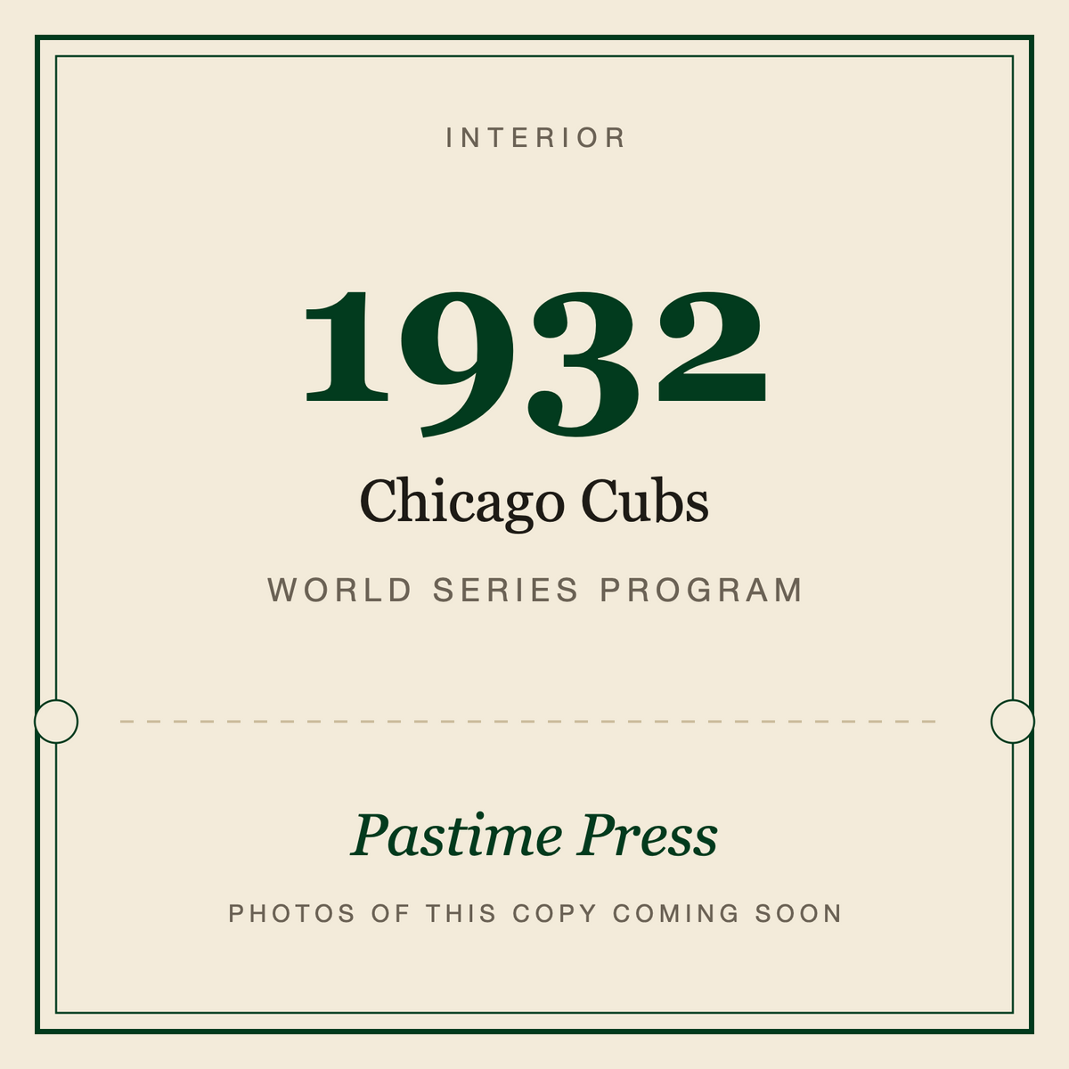 1932 Chicago Cubs World Series Program, interior