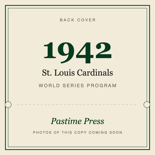 1942 St. Louis Cardinals World Series Program, back cover