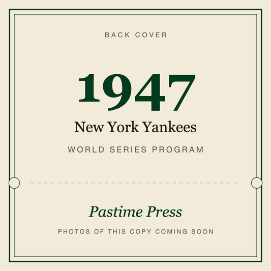 1947 New York Yankees World Series Program, back cover