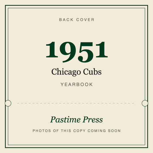 1951 Chicago Cubs Yearbook, back cover