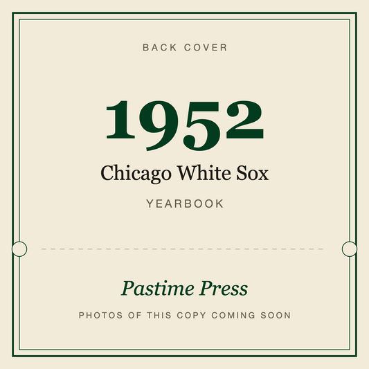 1952 Chicago White Sox Yearbook, back cover