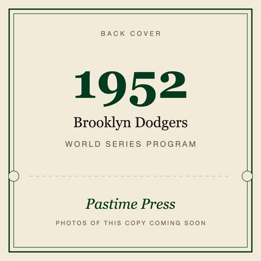 1952 Brooklyn Dodgers World Series Program, back cover