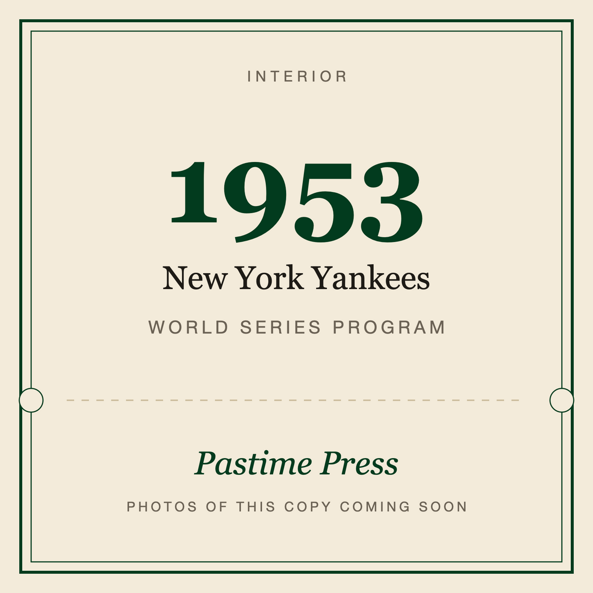 1953 New York Yankees World Series Program, interior