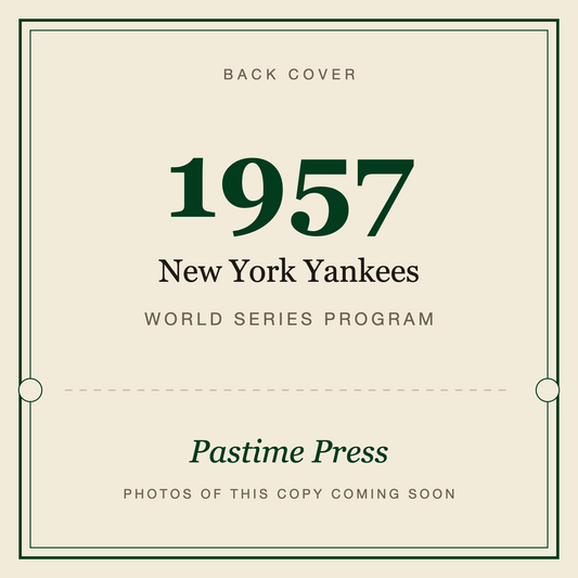 1957 New York Yankees World Series Program, back cover