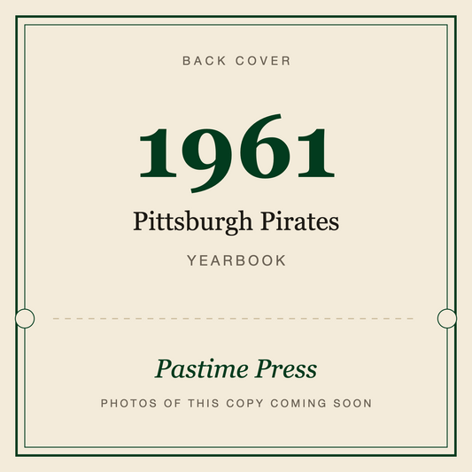 1961 Pittsburgh Pirates Yearbook, back cover