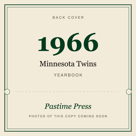 1966 Minnesota Twins Yearbook, back cover