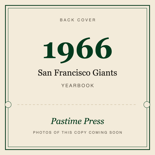 1966 San Francisco Giants Yearbook, back cover