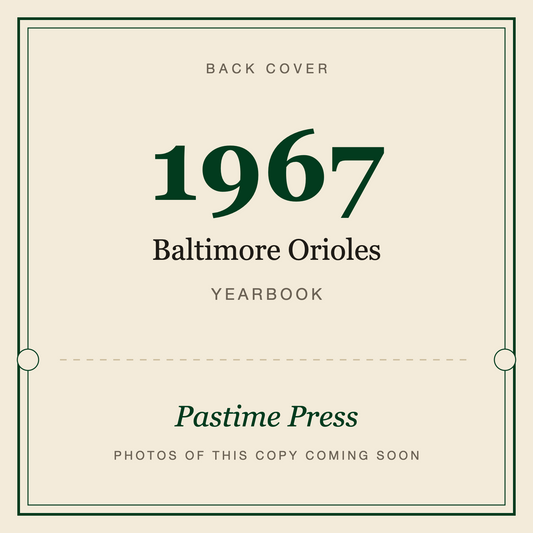 1967 Baltimore Orioles Yearbook, back cover