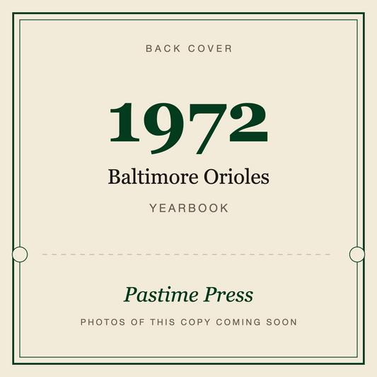 1972 Baltimore Orioles Yearbook, back cover