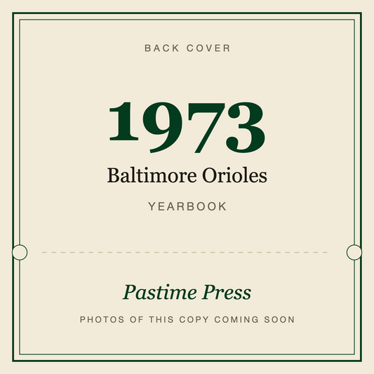 1973 Baltimore Orioles Yearbook, back cover