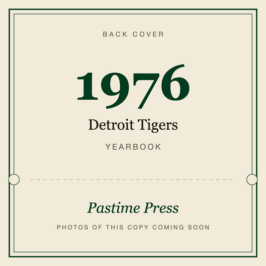 1976 Detroit Tigers Yearbook, back cover