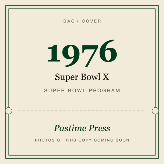 1976 Super Bowl X Program, back cover