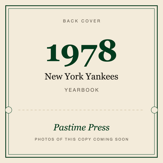 1978 New York Yankees Yearbook, back cover