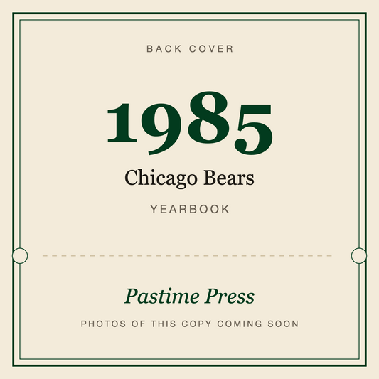 1985 Chicago Bears Yearbook, back cover