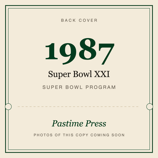 1987 Super Bowl XXI Program, back cover