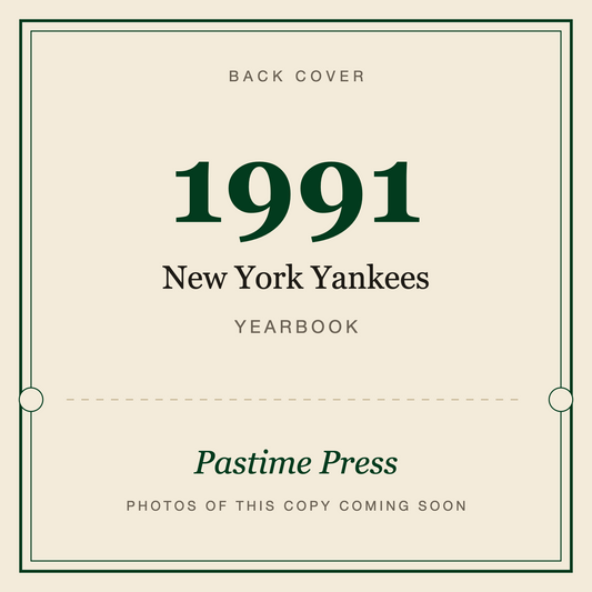 1991 New York Yankees Yearbook, back cover