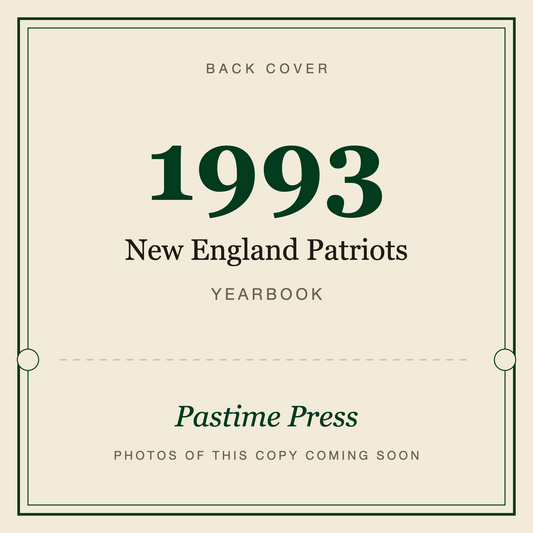 1993 New England Patriots Yearbook, back cover
