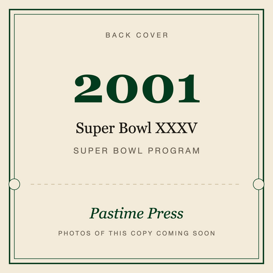 2001 Super Bowl XXXV Program, back cover