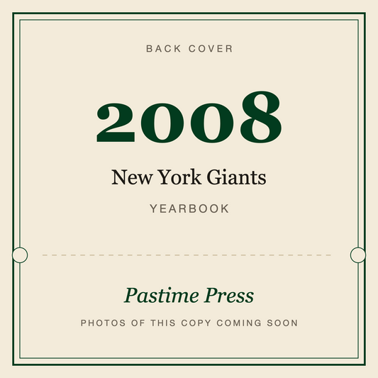 2008 New York Giants Football Yearbook, back cover
