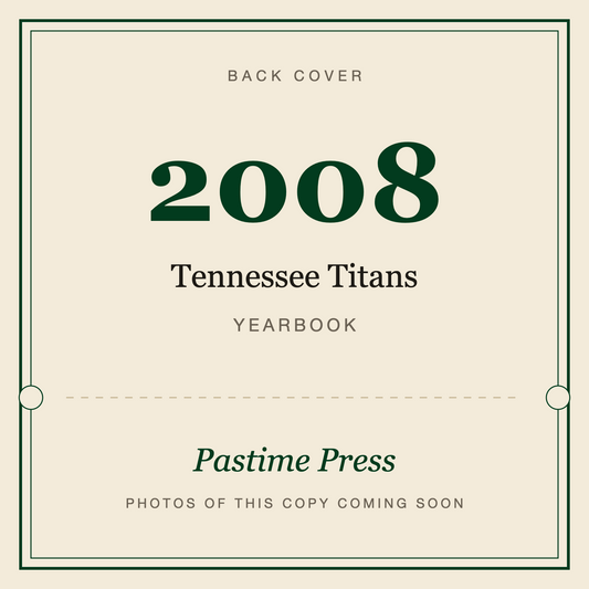 2008 Tennessee Titans Yearbook, back cover
