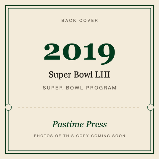 2019 Super Bowl LIII Program, back cover