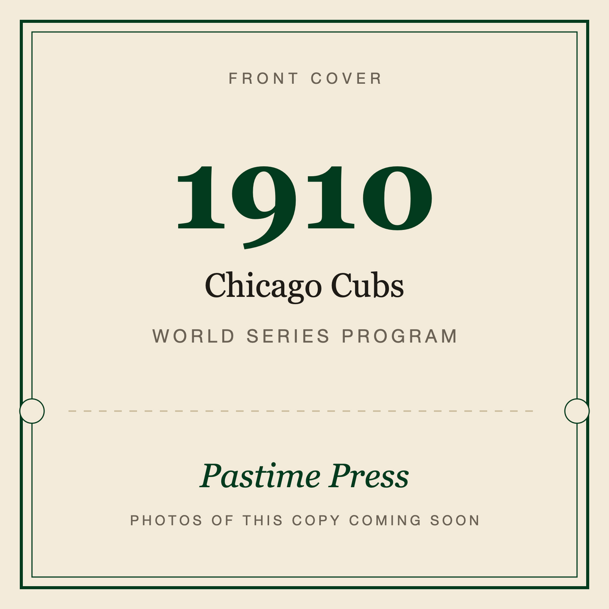 1910 Chicago Cubs World Series Program, front cover