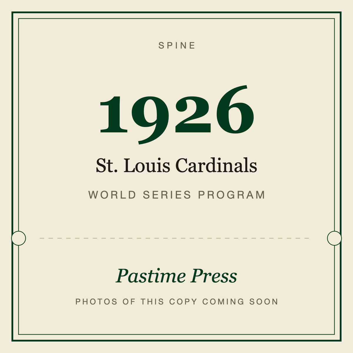 1926 St. Louis Cardinals World Series Program, spine