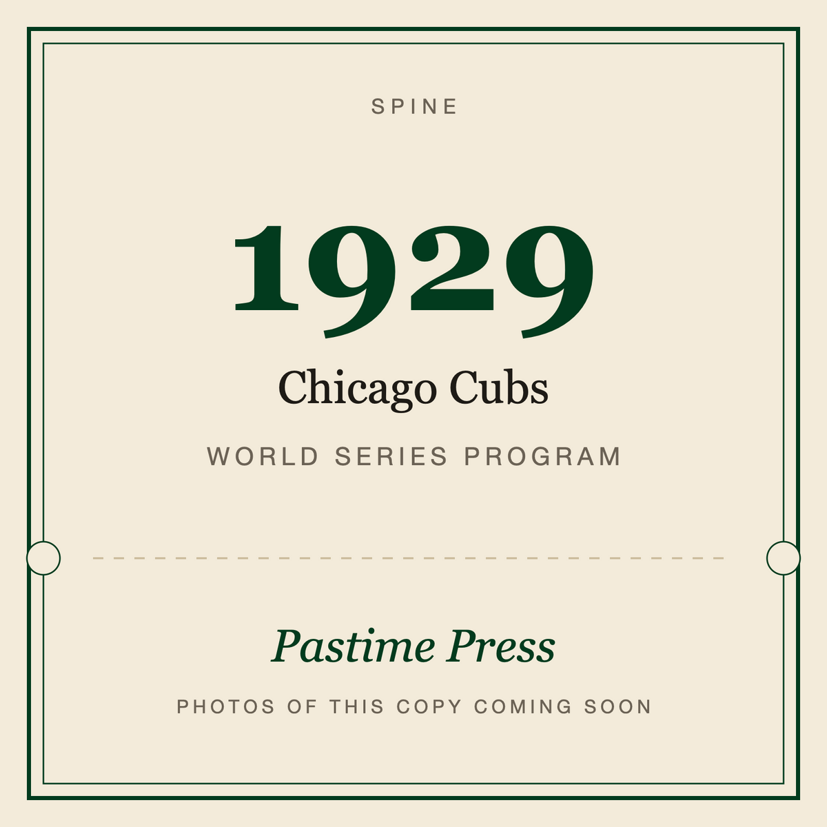 1929 Chicago Cubs World Series Program, spine