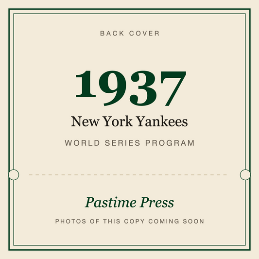 1937 New York Yankees World Series Program, back cover