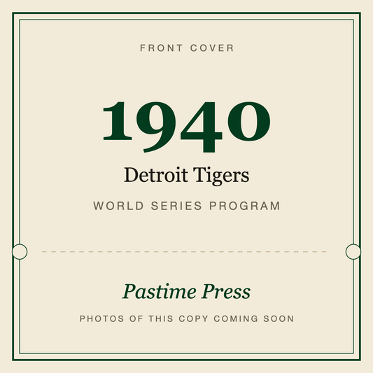 1940 Detroit Tigers World Series Program, front cover