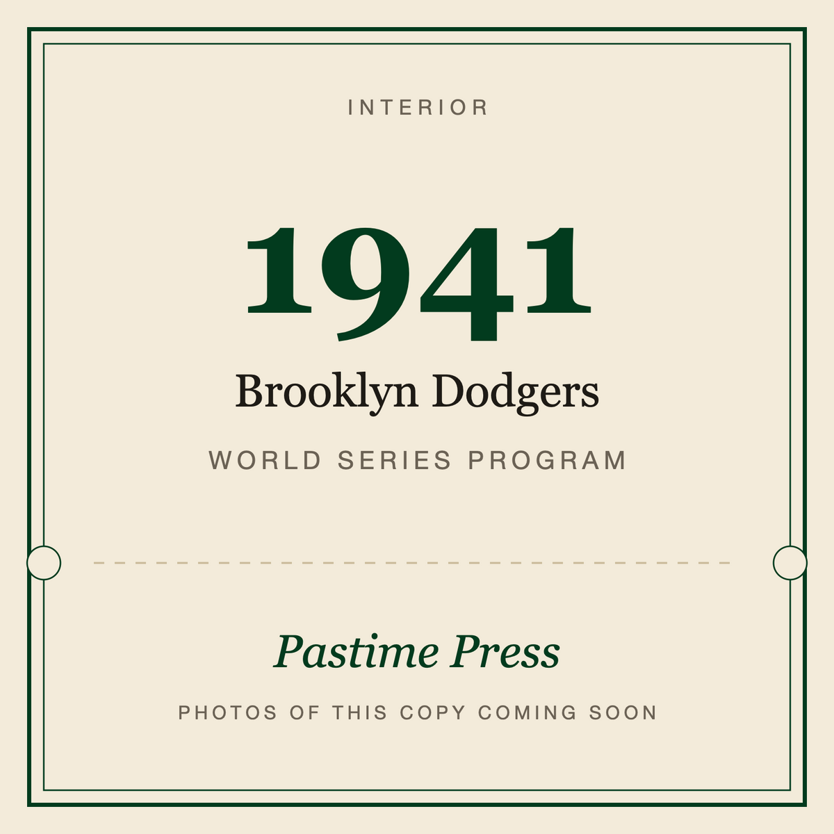 1941 Brooklyn Dodgers World Series Program, interior