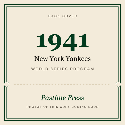 1941 New York Yankees World Series Program, back cover