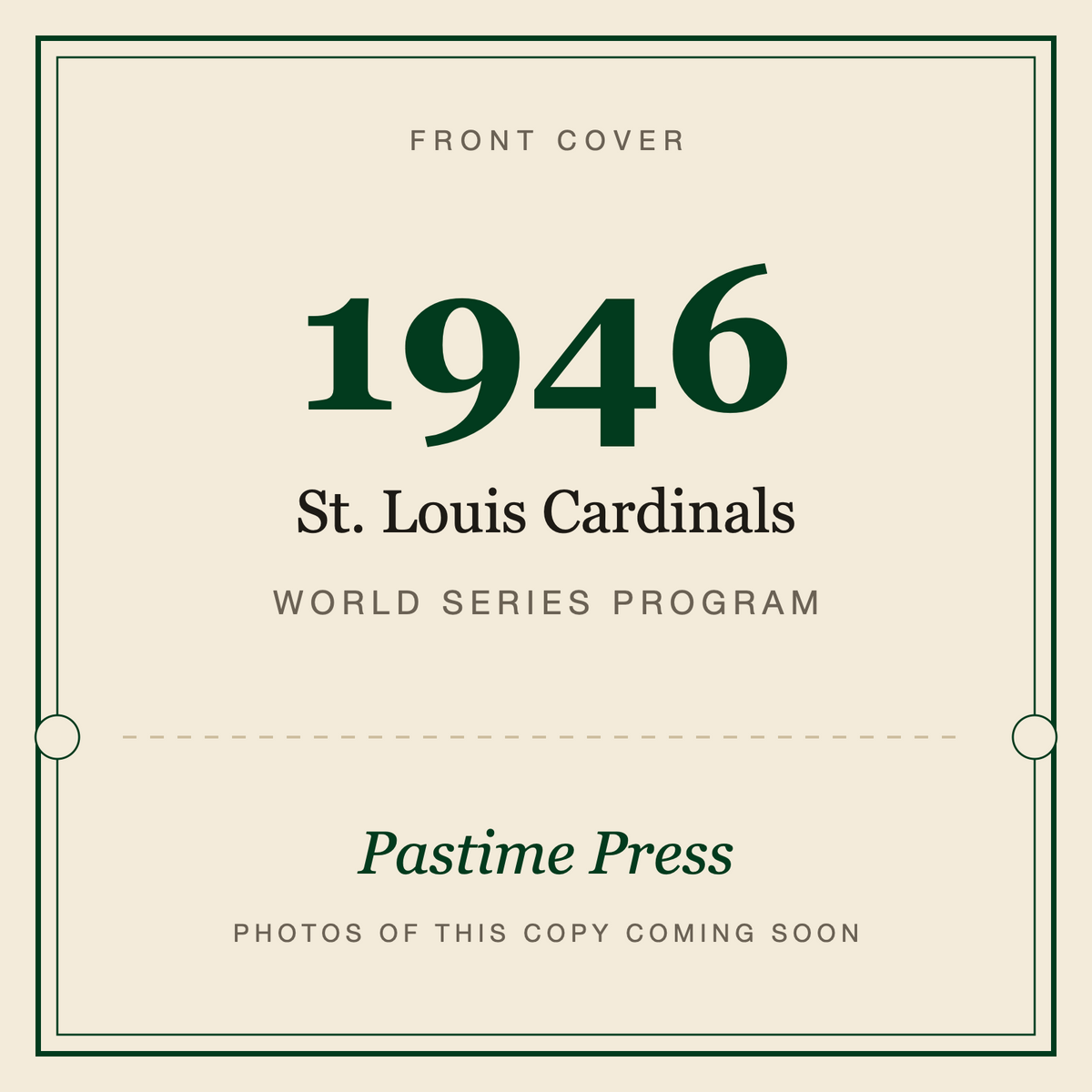 1946 St. Louis Cardinals World Series Program, front cover