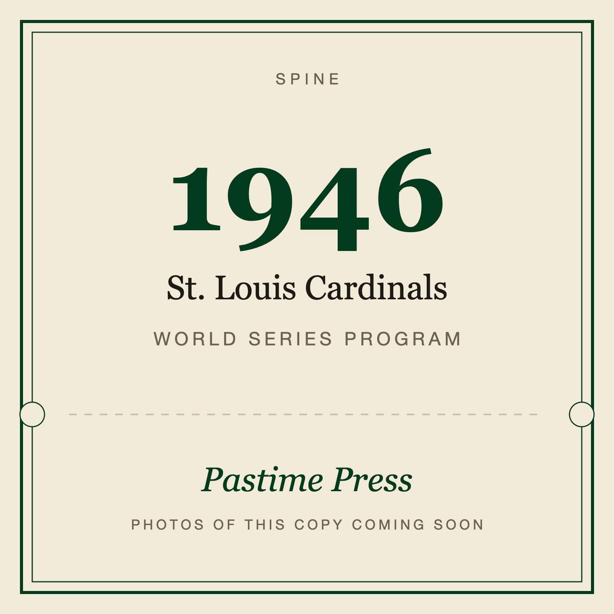 1946 St. Louis Cardinals World Series Program, spine