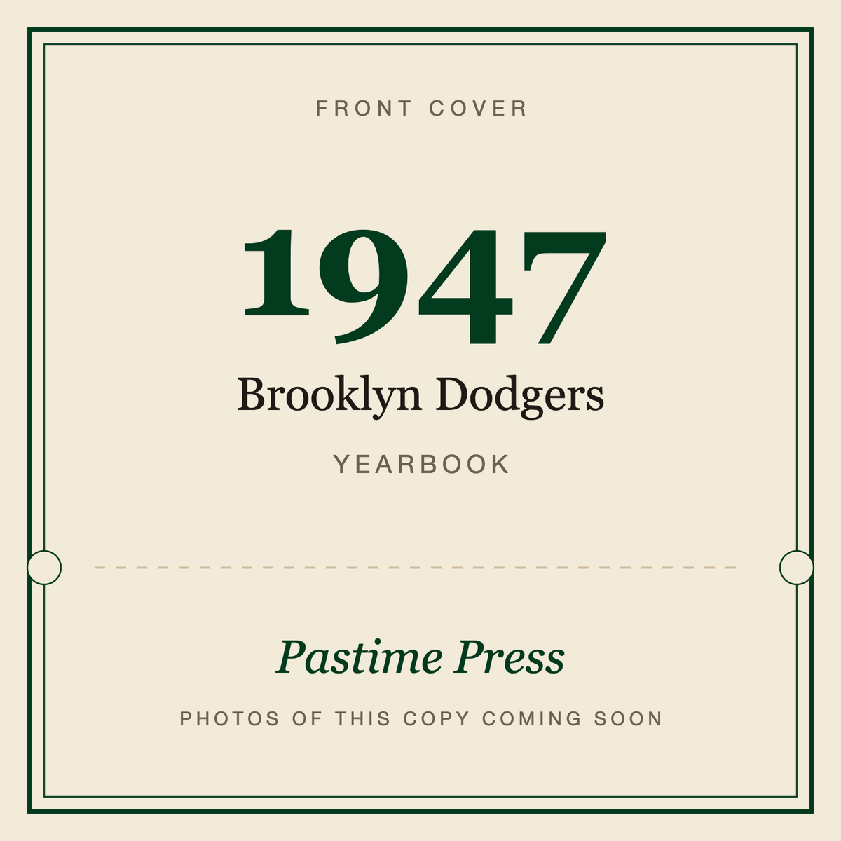 1947 Brooklyn Dodgers Yearbook, front cover