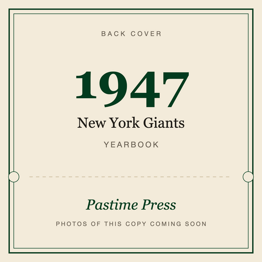 1947 New York Giants Yearbook, back cover