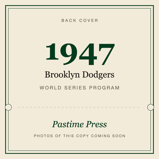 1947 Brooklyn Dodgers World Series Program, back cover