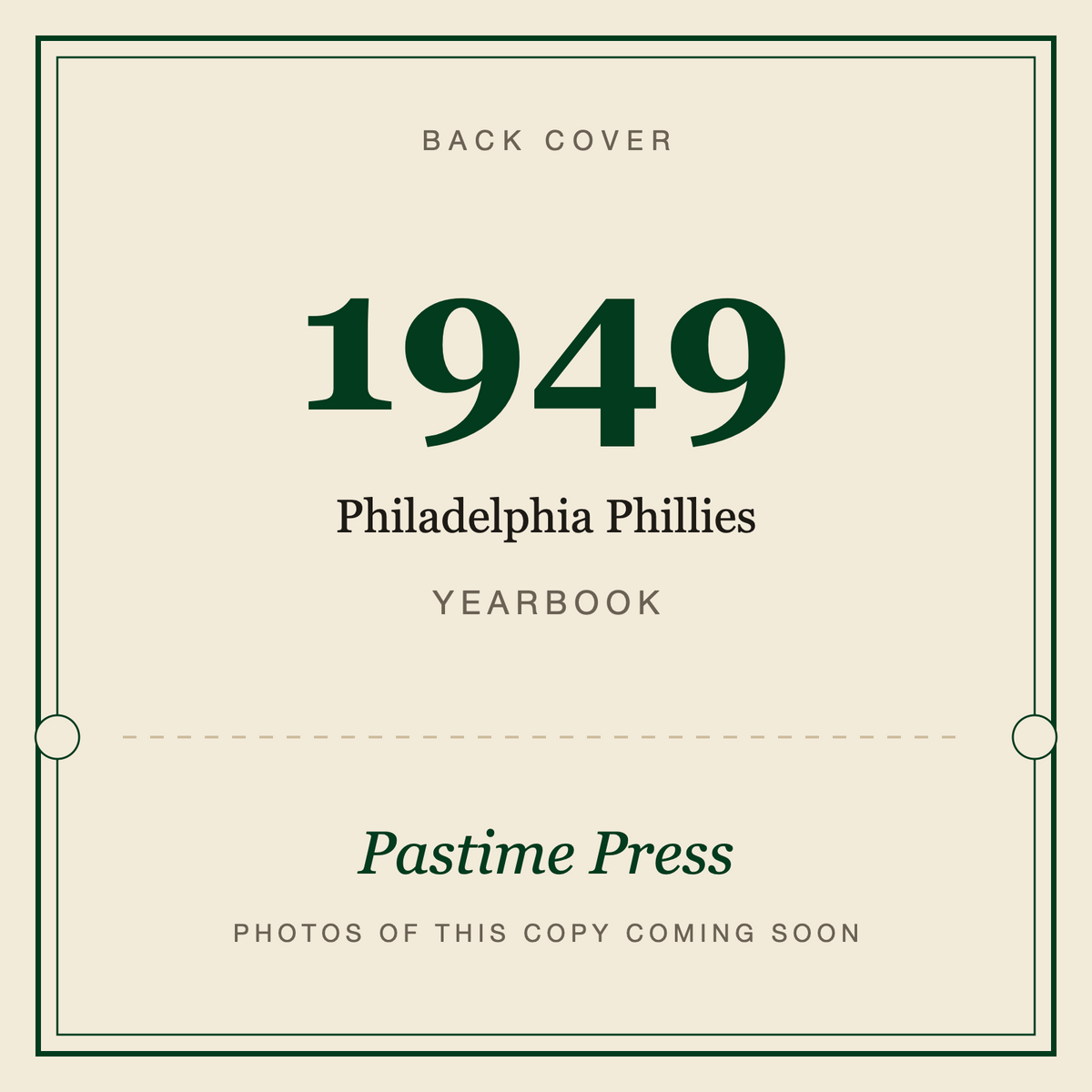1949 Philadelphia Phillies Yearbook, back cover
