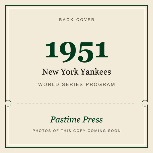 1951 New York Yankees World Series Program, back cover