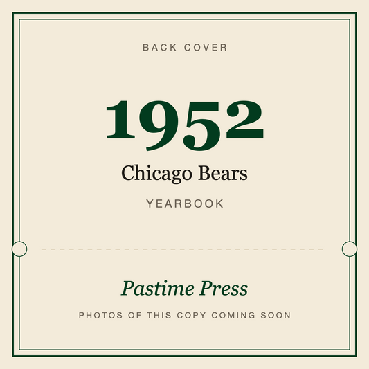 1952 Chicago Bears Yearbook, back cover