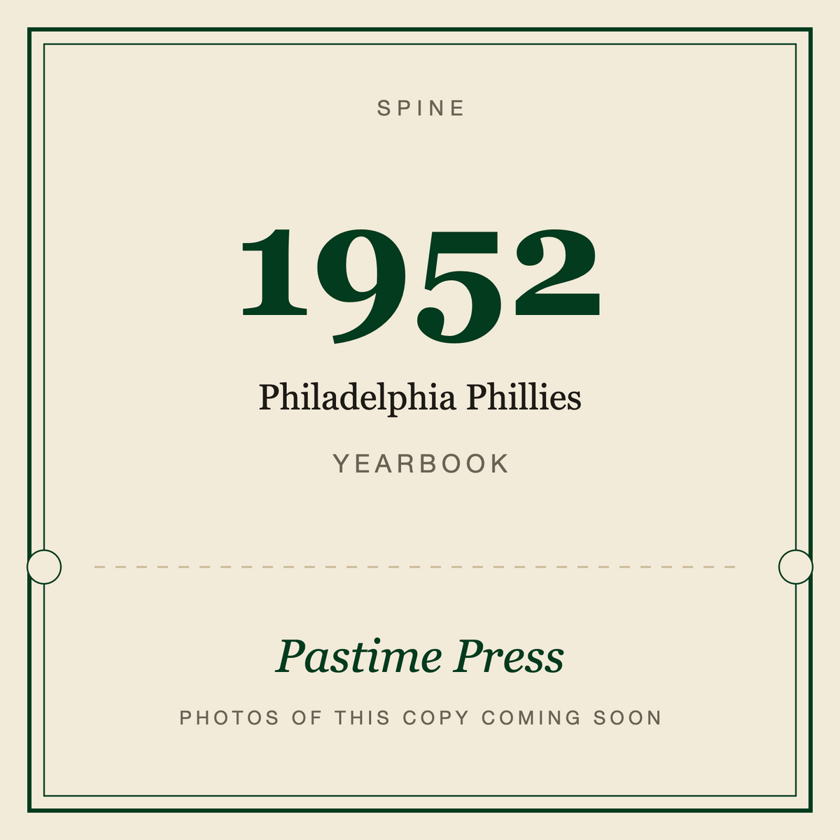 1952 Philadelphia Phillies Yearbook, spine