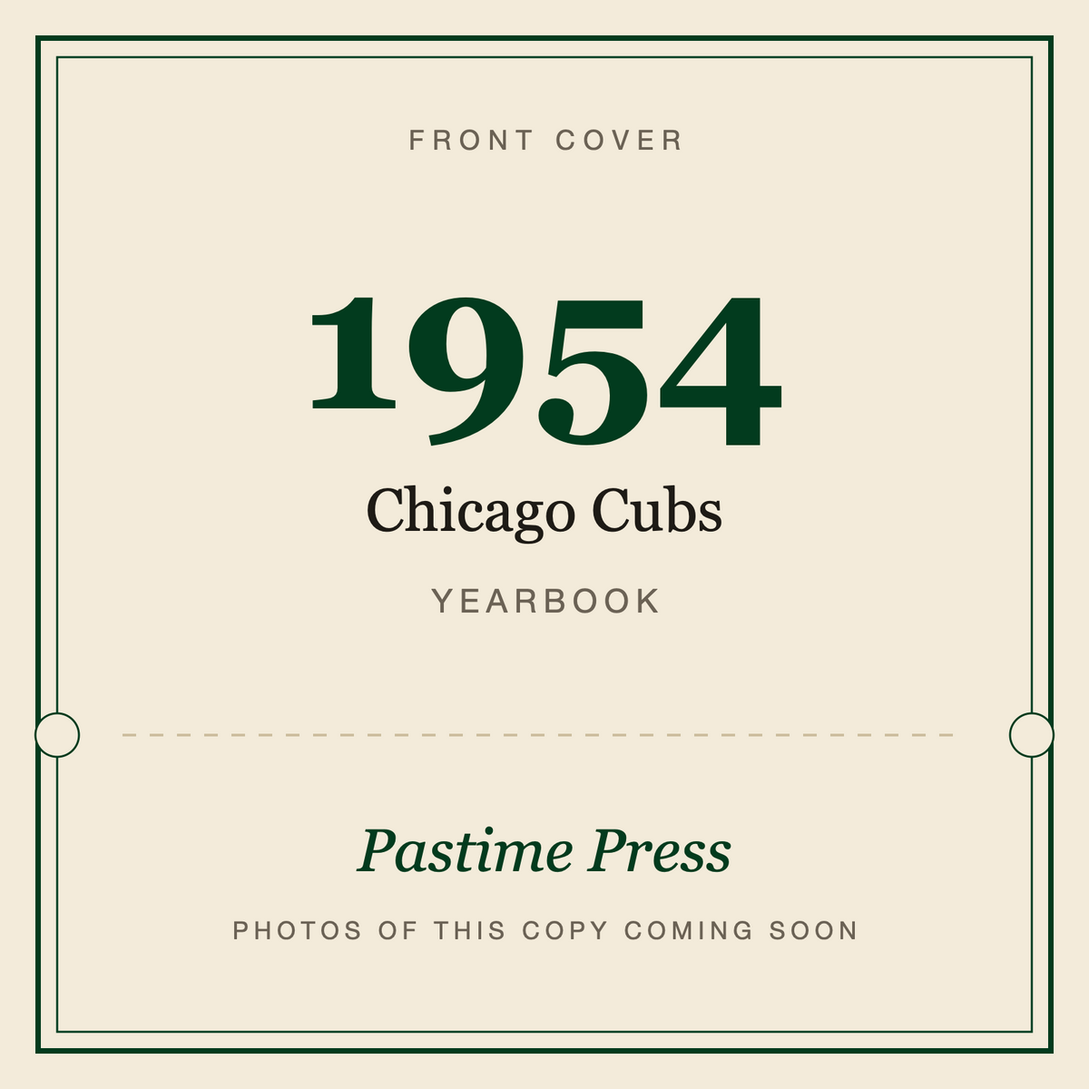 1954 Chicago Cubs Yearbook, front cover