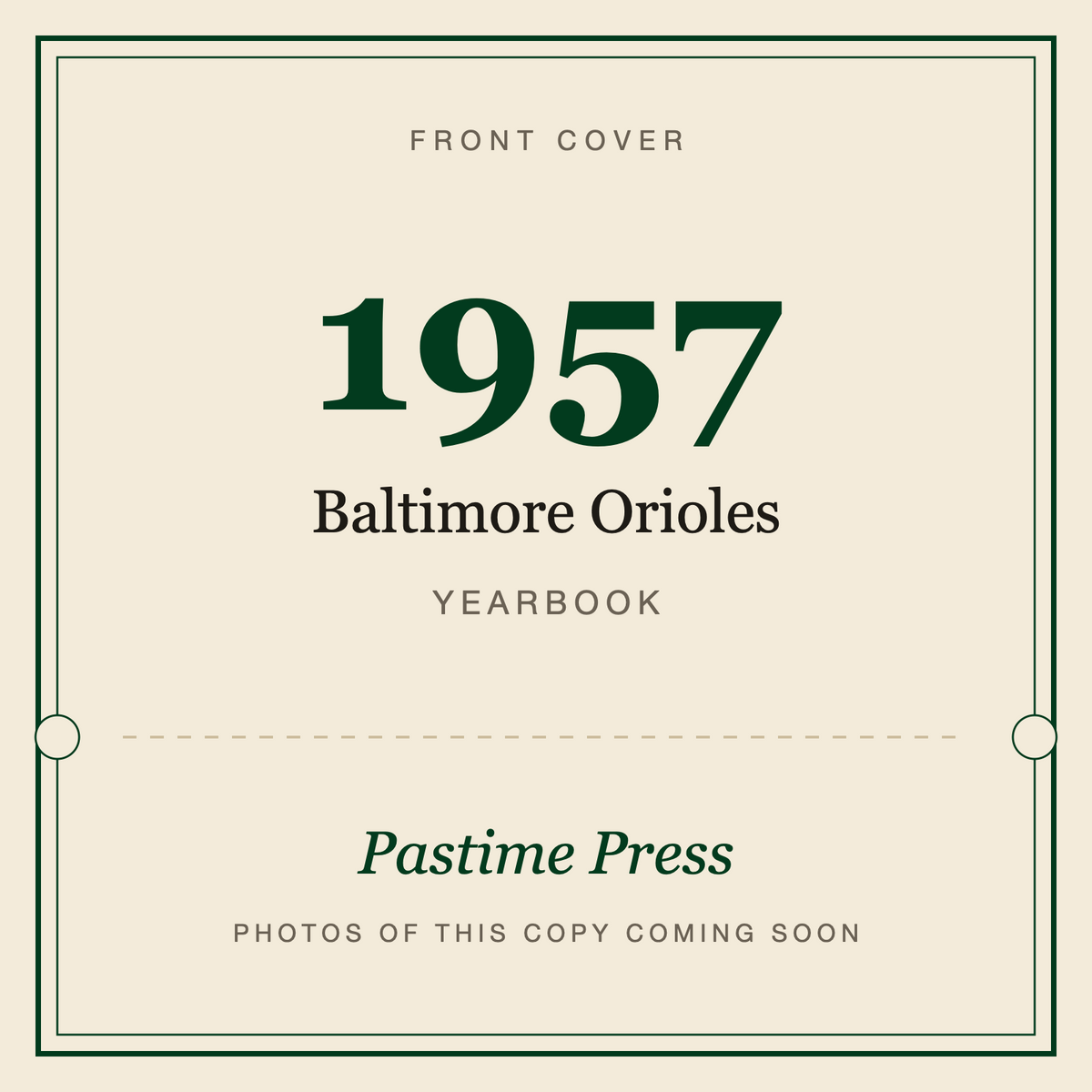 1957 Baltimore Orioles Yearbook, front cover