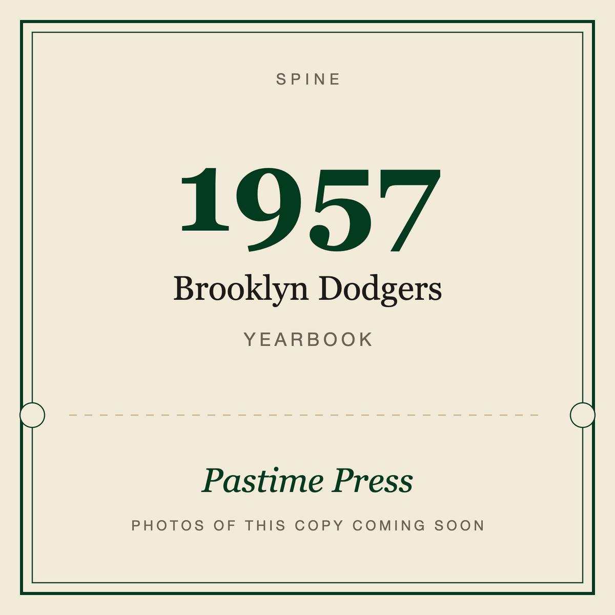 1957 Brooklyn Dodgers Yearbook, spine