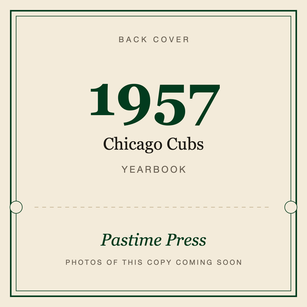 1957 Chicago Cubs Yearbook, back cover