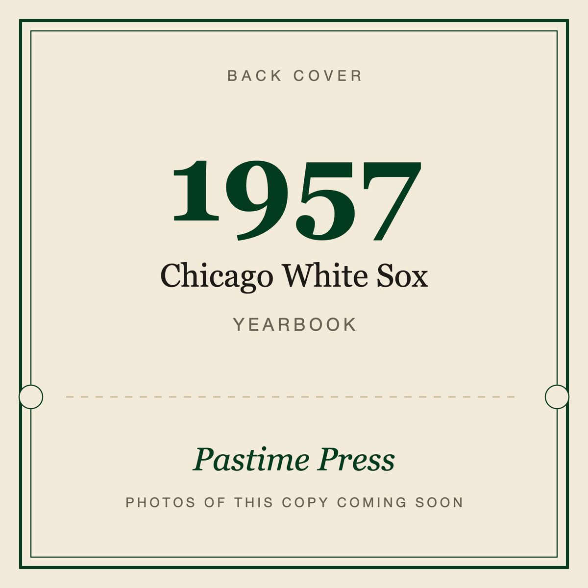 1957 Chicago White Sox Yearbook, back cover