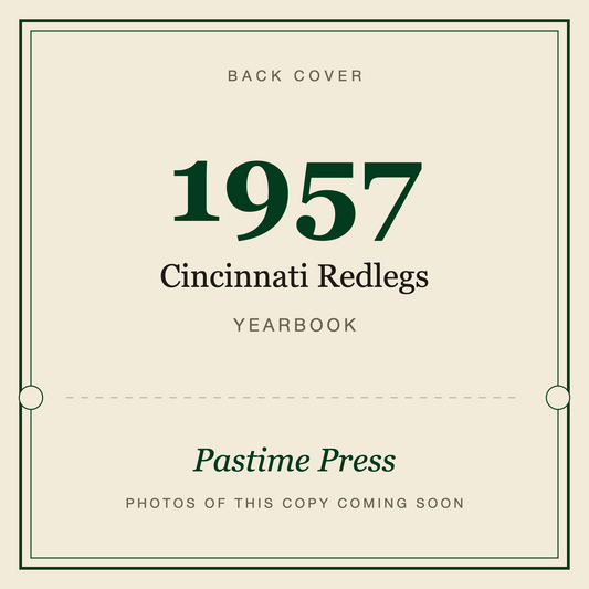 1957 Cincinnati Redlegs Yearbook, back cover
