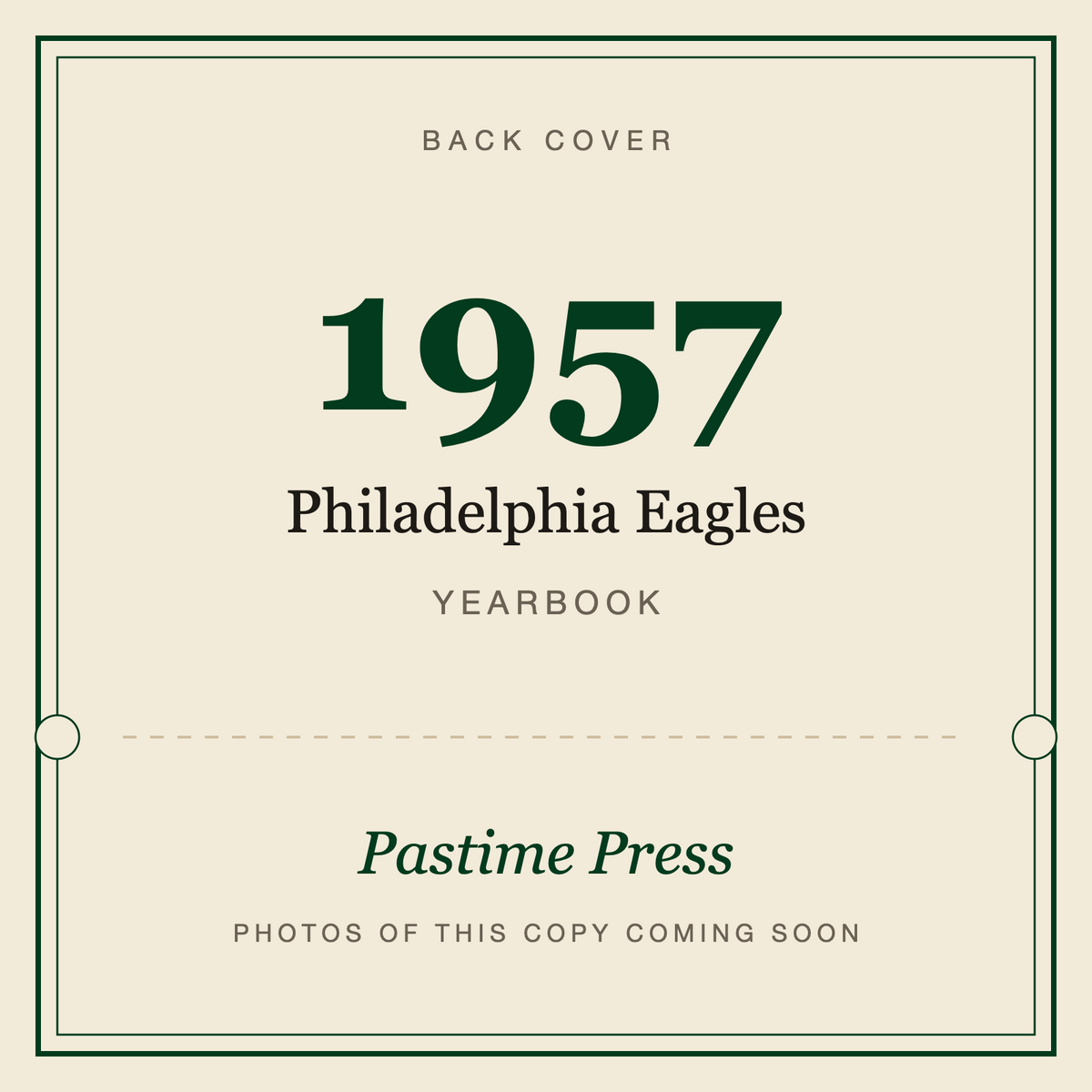 1957 Philadelphia Eagles Yearbook, back cover