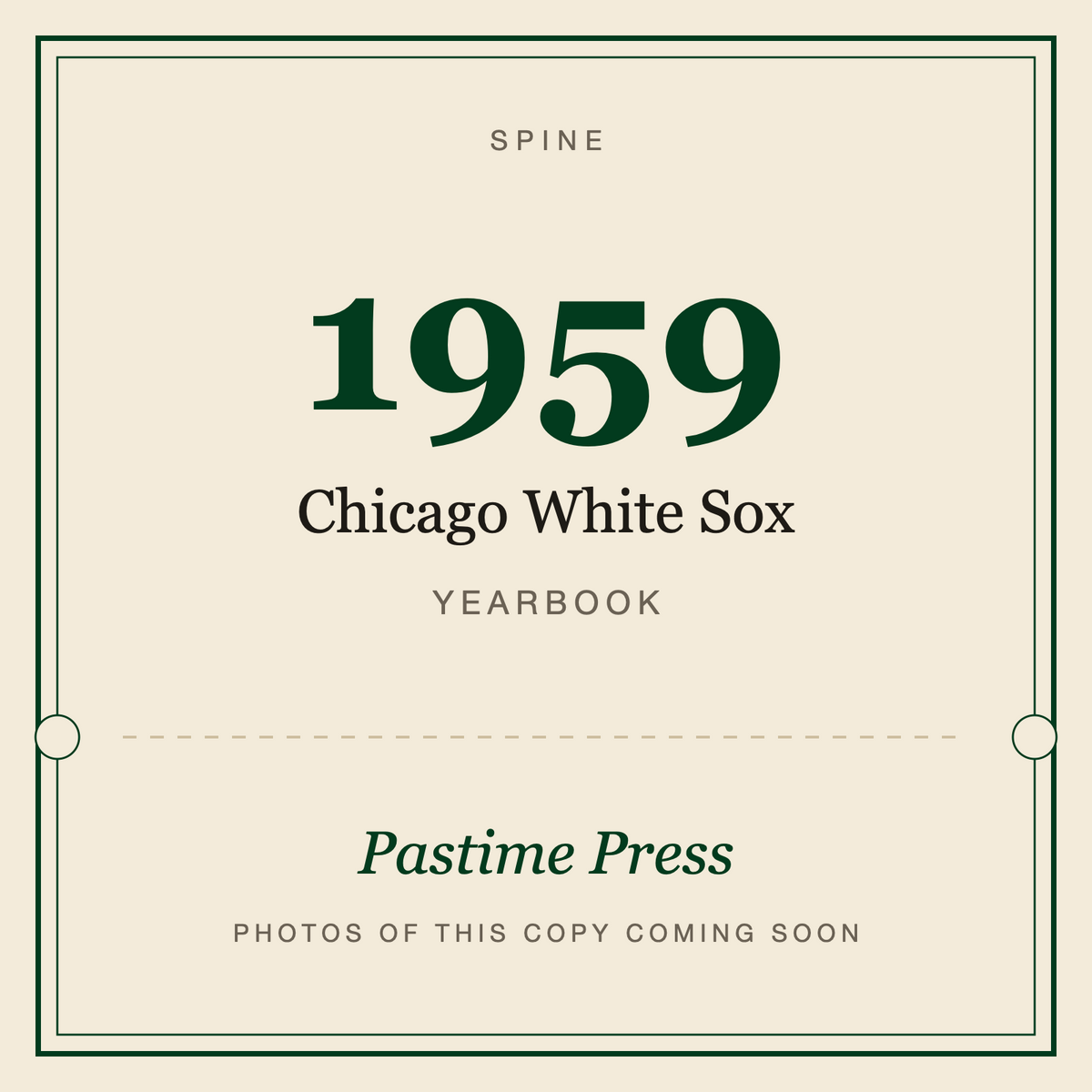 1959 Chicago White Sox Yearbook, spine
