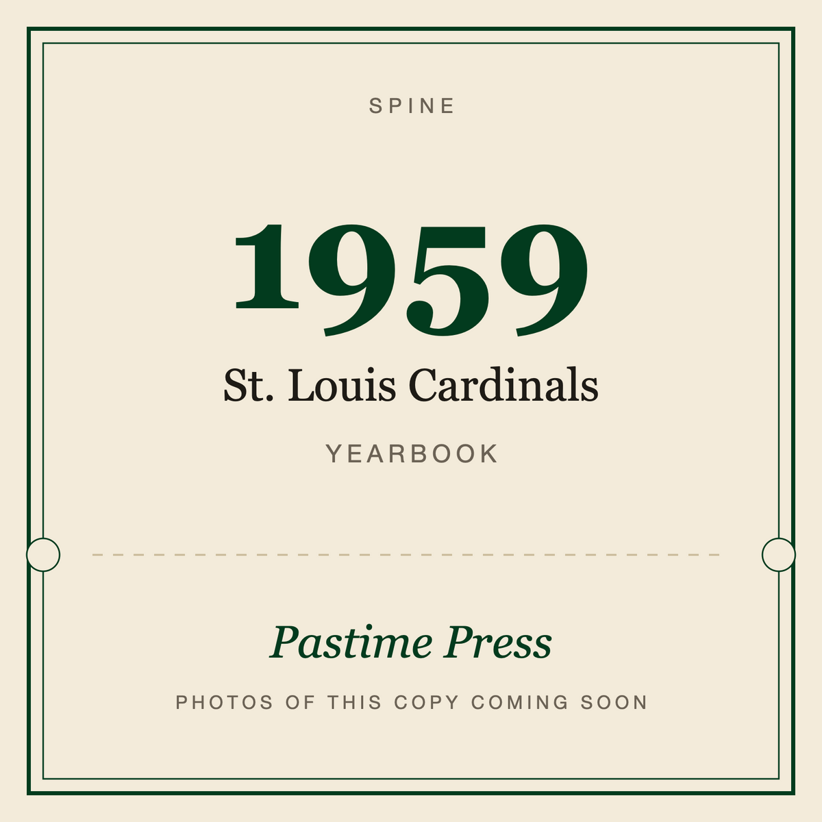 1959 St. Louis Cardinals Yearbook, spine